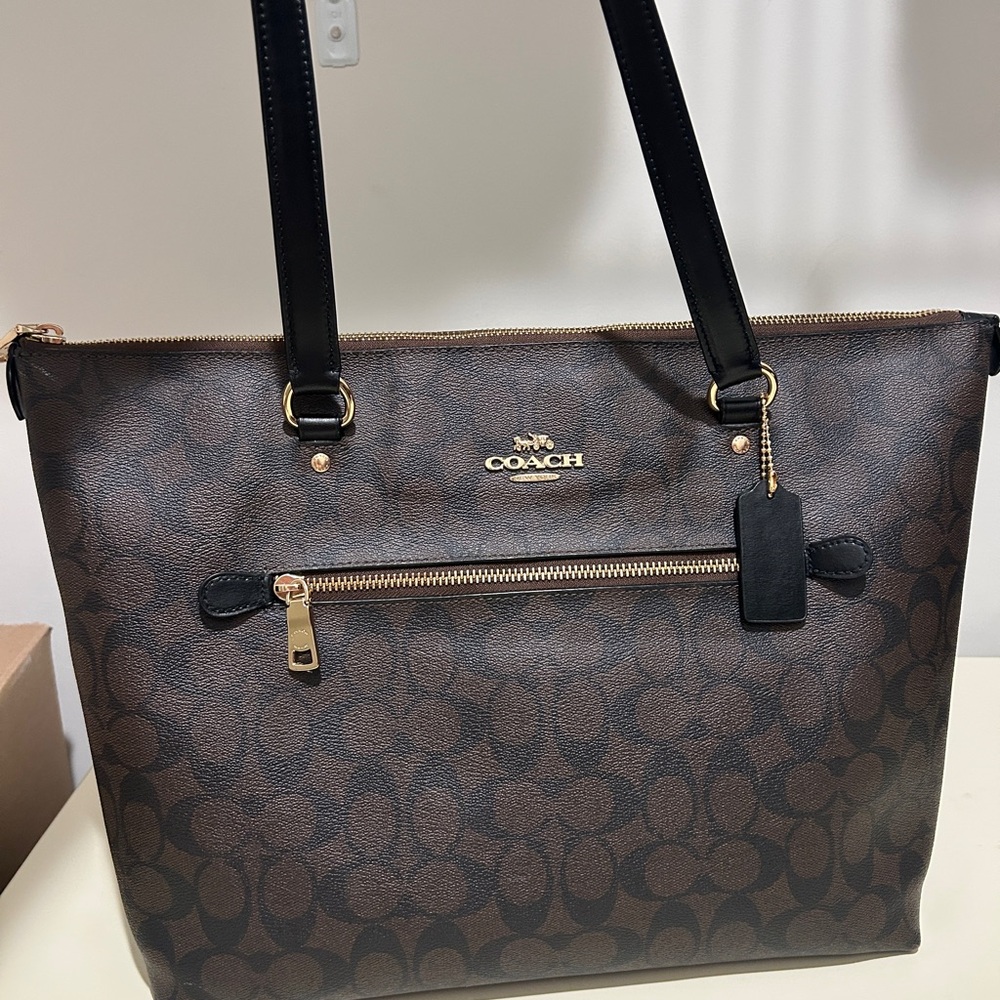 Coach Signature Canvas Brown and Black Tote